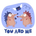 LOVING HEDGEHOG Valentine Day Cartoon Animal Set